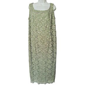Women’s Alex Evenings 2-piece Maxi Dress Set XL Green Lace Sequins Jacket